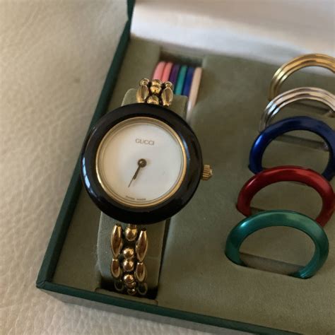 gucci ladies watch changeable bezel|gucci watch with interchangeable bezels.